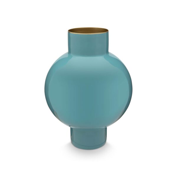 Vase aus Metall in hellblau im 70iger Jahre Retrostyle