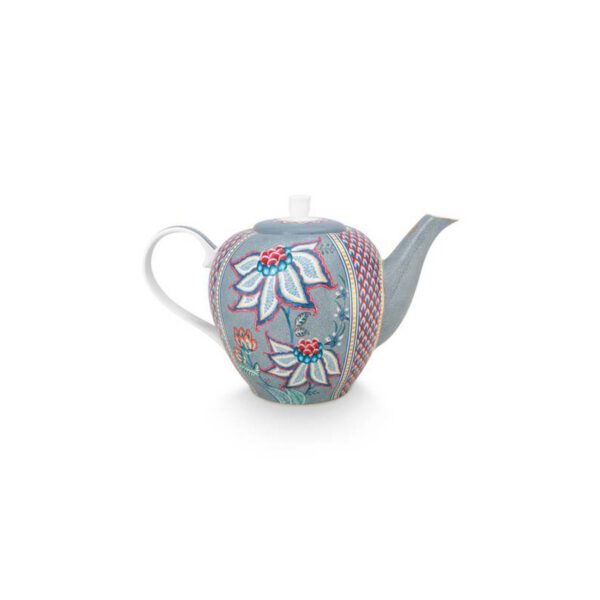 Produktfoto der Teekanne Tea Pot Large Flower Festival Light Blue in blau mit pinken Blumen groß