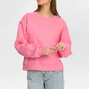 Sweatshirt von Nümph in pink cropped mit Rundhalsausschnitt