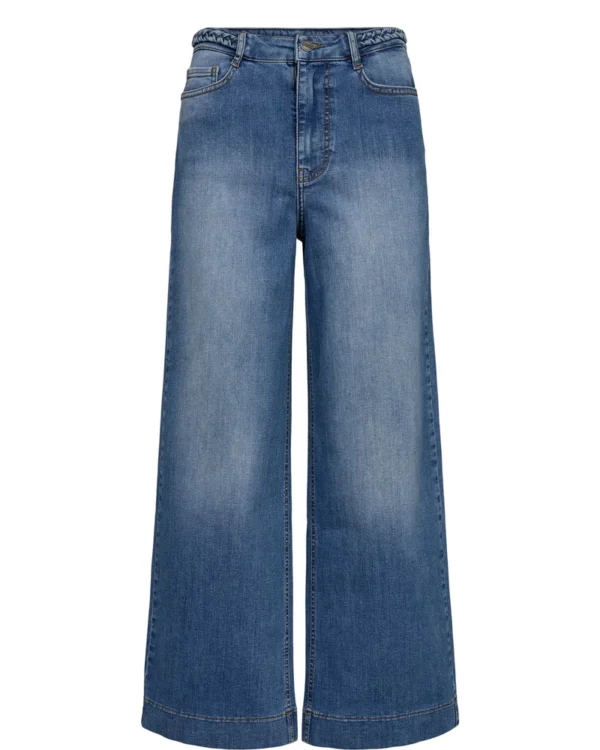 NUPARIS CROPPED JEANS - Light Denim Blue 2 mit eingeflochtenem Detail am Bund