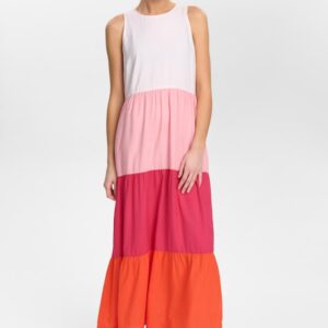 Nuprimrose Sommerkleid ärmellos in Blockfarben weiss, rosa, pink und orange lang